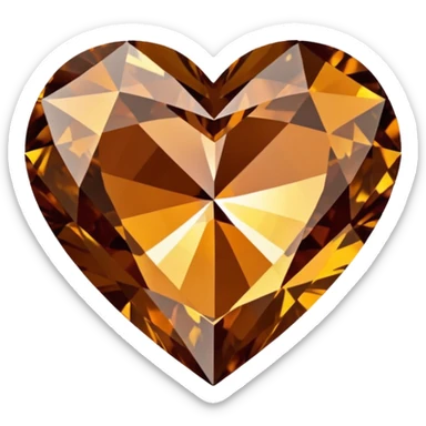 golden brown heart shaped diamond sticker