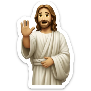Jesus emoji tipping his hand by his shoulder sticker