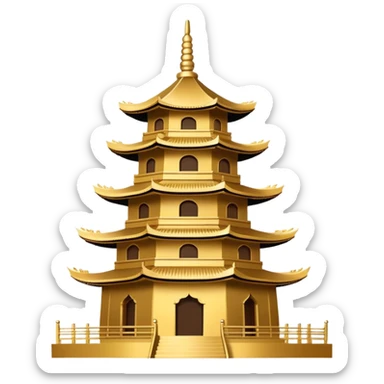 Simple iconic Chinese pagoda silhouette, minimal details, representative symbol sticker