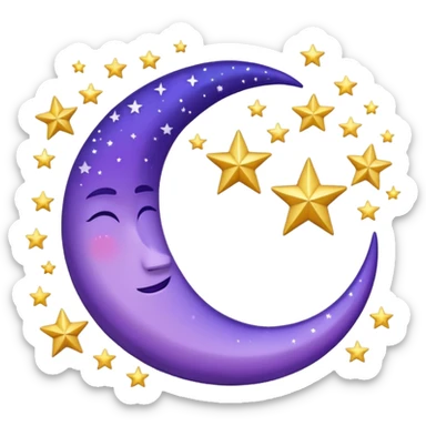 Violet crescent and stars scenery aesthetic decorations sticker