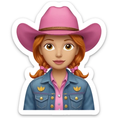 ginger cowgirl with pink hat sticker