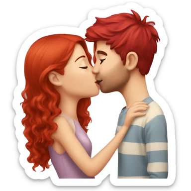 Cherry red hair girl kisses boyfriend  sticker