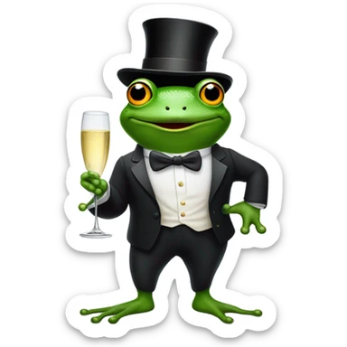 Frog in tuxedo wearing a birthday hat and drinking champagne  sticker
