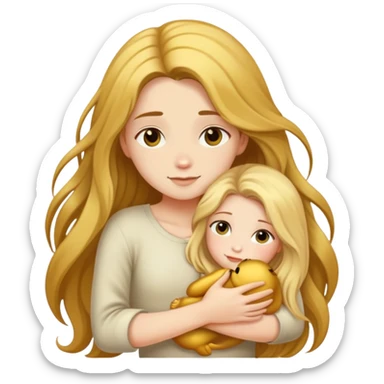 A long-haired girl hugs a Golden Shaded BSH tightly sticker
