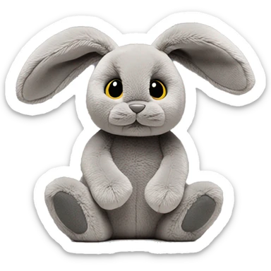 grey bunny jellycat with cute blank full black eyes sticker
