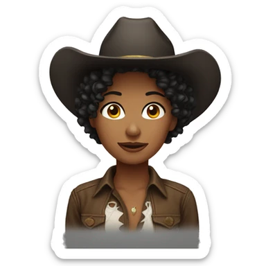 Dark short curly hair cowgirl sticker