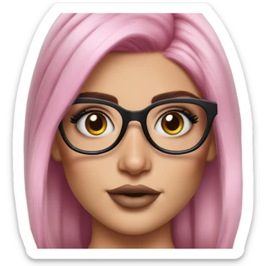Hyper Realistic kylie jenner stylish pink hair blue eyes and glasses  sticker