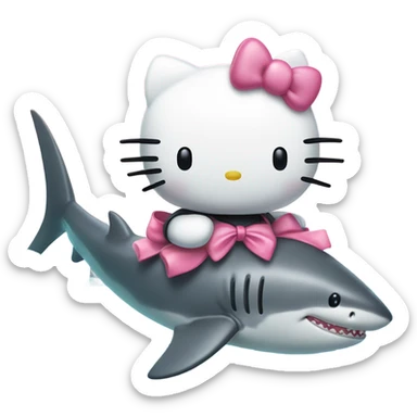 hello kitty riding a shark sticker