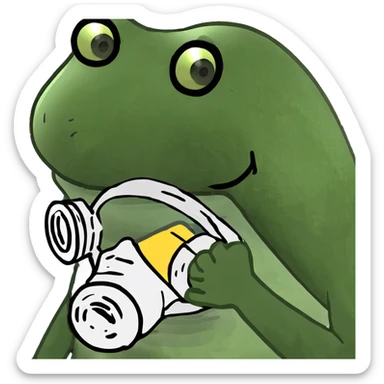 frog wearing a gas mask like a stalker sticker