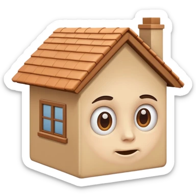 head in the shape of a house, cartoon roof cartoonish looking  sticker