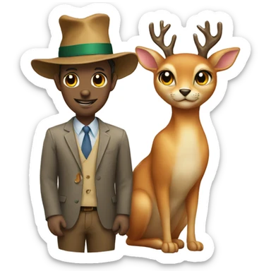 A deer and a cat with hats on sticker