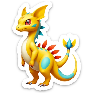exotic fantasy-creature-Fakémon-Pokémon, full body, with random markings sticker