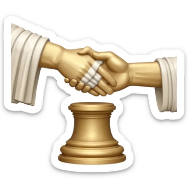 a greek statue of a handshake sticker