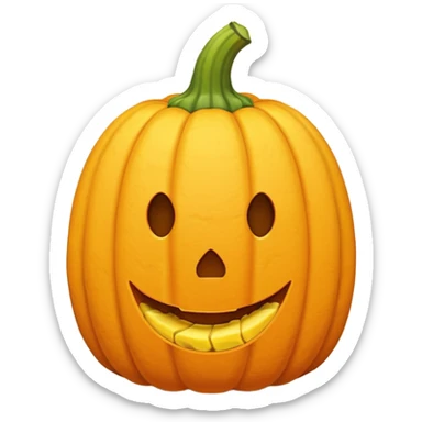 pumpkin plushie with banana peel on top sticker