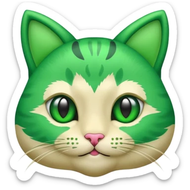 cute cat face with green money symbols for eyes, vibrant emoji style, referencing cash eyes emoji sticker