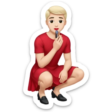 Submissive man on knees wearing female clothes sticker