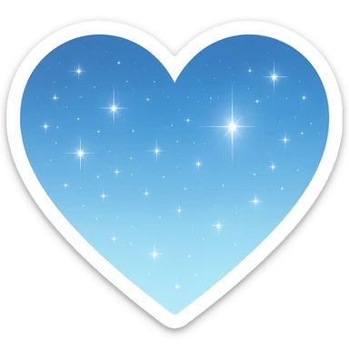 Modify the heart with a night sky gradient to light blue night theme with a light blue gradient, more stars, and a soft glow. Remove the background entirely  sticker