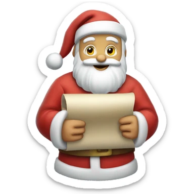 santa claus holding a scroll with snow flakes sticker