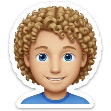Boy with curly dark blonde hair and blue eyes  sticker