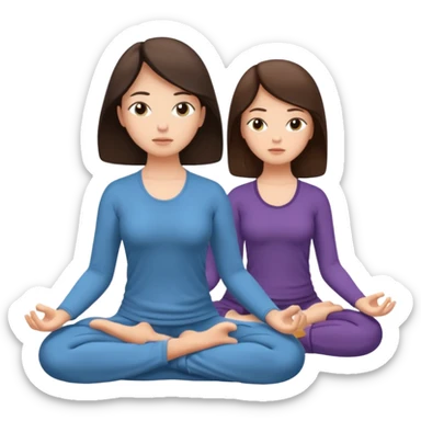 two brunetts meditating and breathing sticker