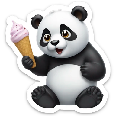 Panda eating ice cream sticker