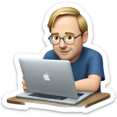 linus torvalds working on a macbook on vacation sticker