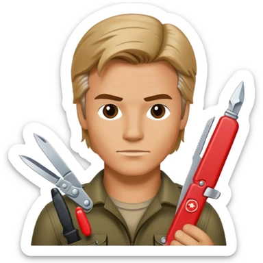 Macgyver with swiss army knife sticker