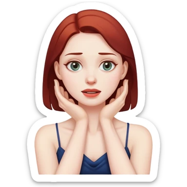 lady grabbing her neck sticker