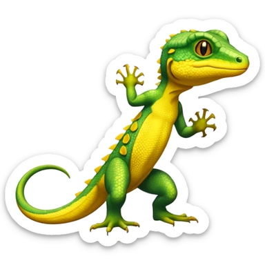 Yellow-lizard-Salandit-Gecko-Treecko-Kecleon-Fakémon-Pokémon-hybrid-creature (full body)  sticker