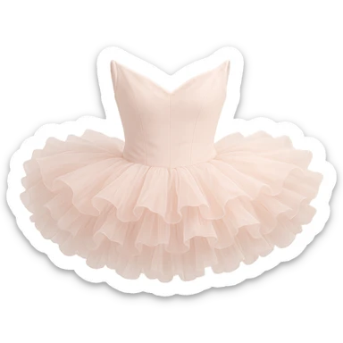 a pale pink tutu, fluffy and layered, delicate fabric, soft lighting, minimalistic background sticker