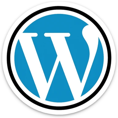 WordPress logo in official blue and white color scheme on white background sticker