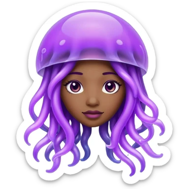  Black female purple Jellyfish character sticker