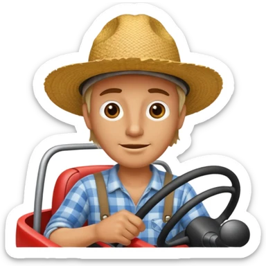 GRANJERO MANEJANDO AUTO sticker