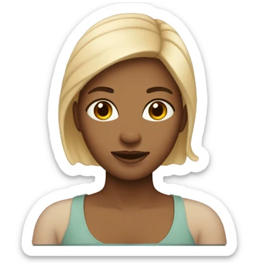 woman with neutral skin color. happy from summer sticker
