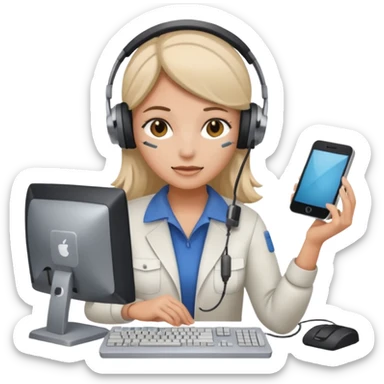 female computer technician fixing damaged computer sticker