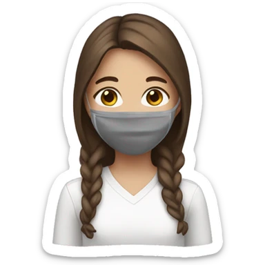 Girl with brown hair with a face mask sticker