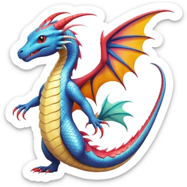 Salandit-Milotic-Dragonite-Fakémon-hybrid-creature (full body)  sticker