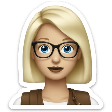 Blonde girl blue eyes and glasses with Prada bag sticker