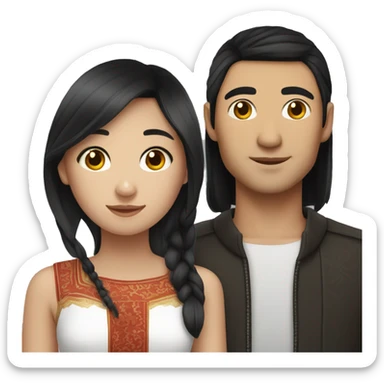 a couple of an Asian girl and a Slavic guy with black hair sticker
