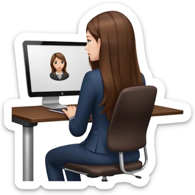 Woman from Back of head sitting on an office chair sticker