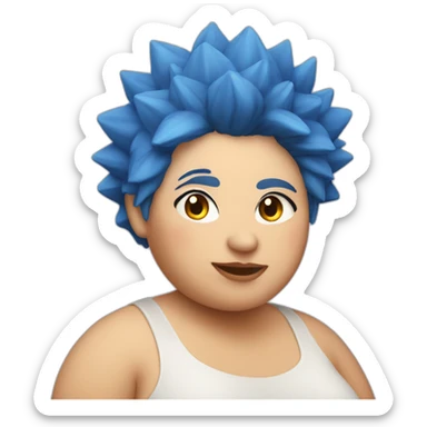 fat lesbian Chilean woman very short spiky blue hair sticker