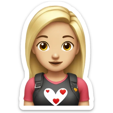 gamer girl with a big heart sticker