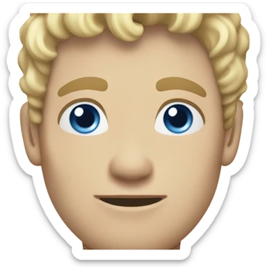 short curl blonde 30yo man blue eyed pale skin raised hand sticker