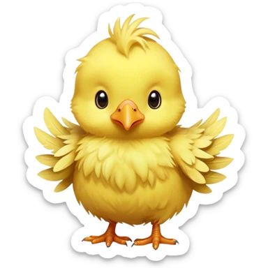 Baby chocobo from Final Fantasy, cute tiny yellow bird chick with fluffy feathers sticker