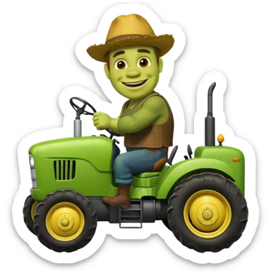 Shrek in tractor sticker