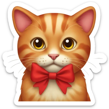 Red cat with red bow  sticker