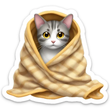 Cat in blanket sticker