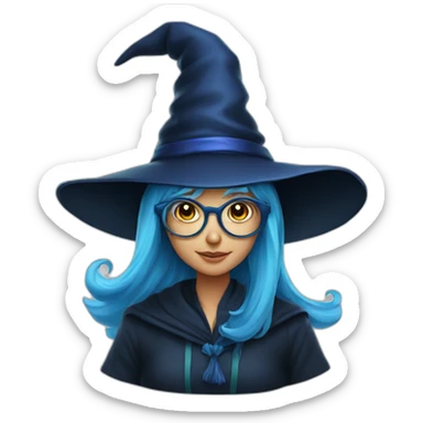witch-hat-girl-with-glasses-blue-hair sticker