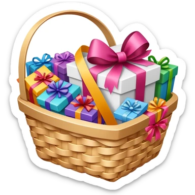 cute gift basket white with gifts inside with no fa sticker