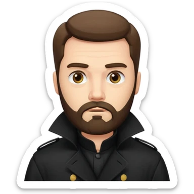 bearded man in black in black trenchhcoat  sticker